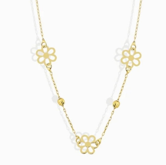 GOLD NECKLACE - 3 Flower Dorika Balls