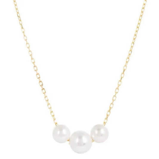 GOLD & PEARL NECKLACE - Triple Pearls
