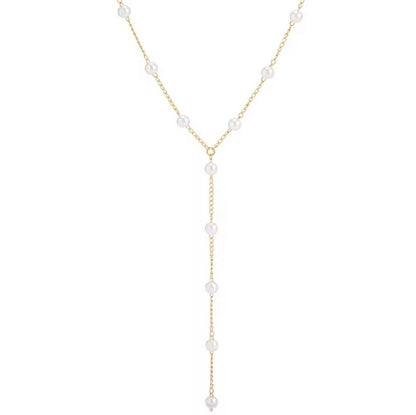 GOLD NECKLACE & PEARL - Y Model 11 Pearls