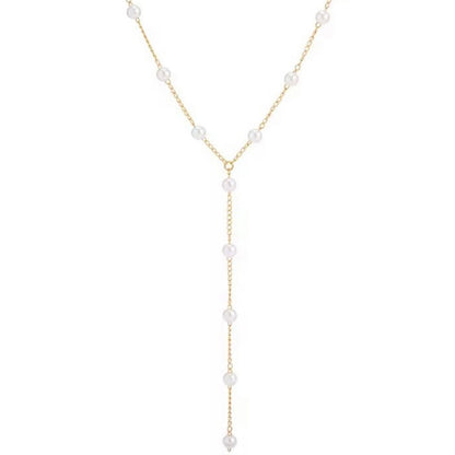 GOLD & PEARL NECKLACE - Y Model Pearls