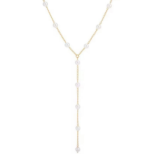 GOLD & PEARL NECKLACE - Y Model Pearls