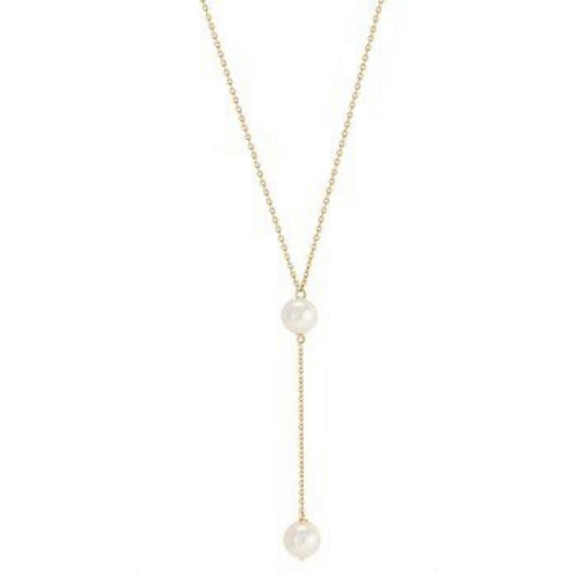 GOLD & PEARL NECKLACE - Y Model 2 Pearls