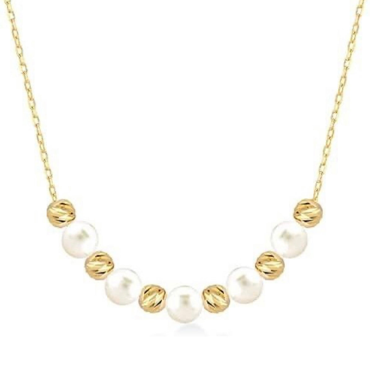 GOLD & PEARL NECKLACE - 5 Pearls 6 Dorika Balls