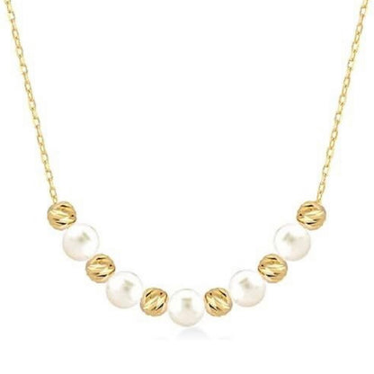 GOLD & PEARL NECKLACE - 5 Pearls 6 Dorika Balls