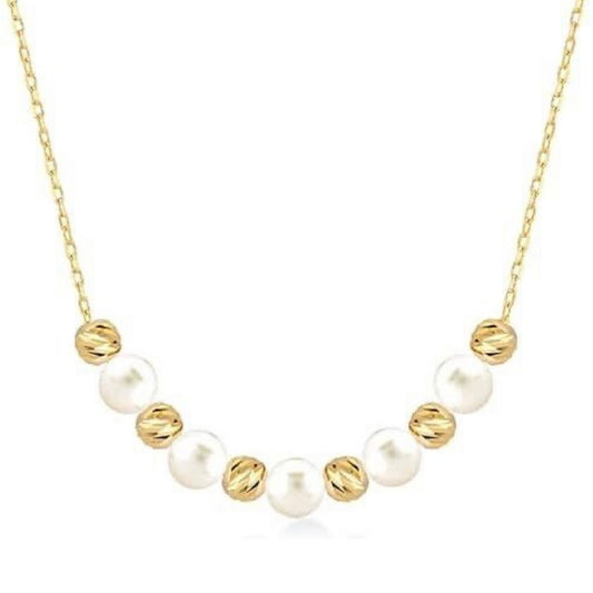 GOLD & PEARL NECKLACE - 5 Pearls 6 Dorika Balls