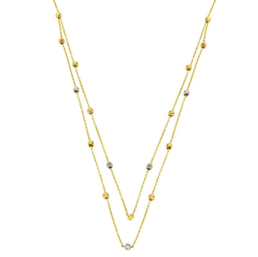GOLD NECKLACE - Colourful Dorika Ball 2 Rows