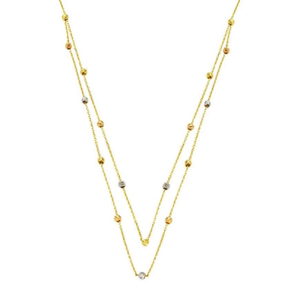 GOLD NECKLACE - Colourful Dorika Ball 2 Rows