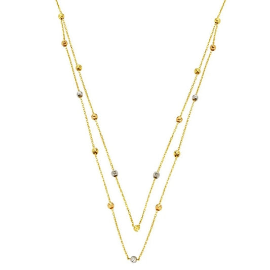 GOLD NECKLACE - Colourful Dorika Ball 2 Rows