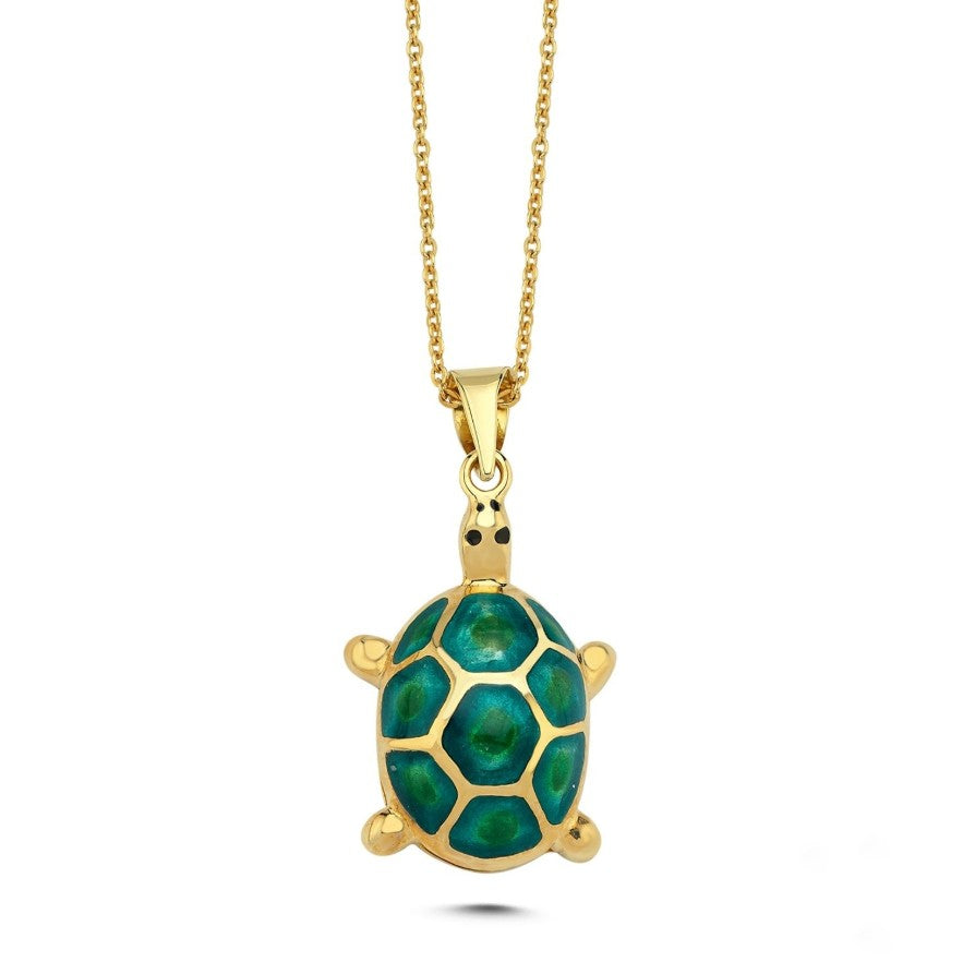 GOLD NECKLACE - Turtle Green
