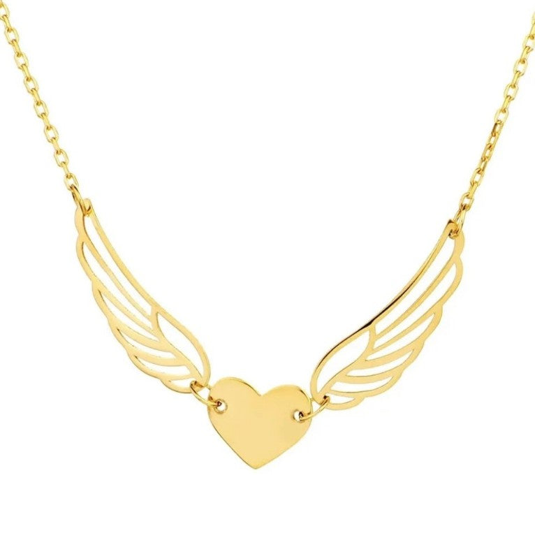 GOLD NECKLACE - Heart Angel Wings