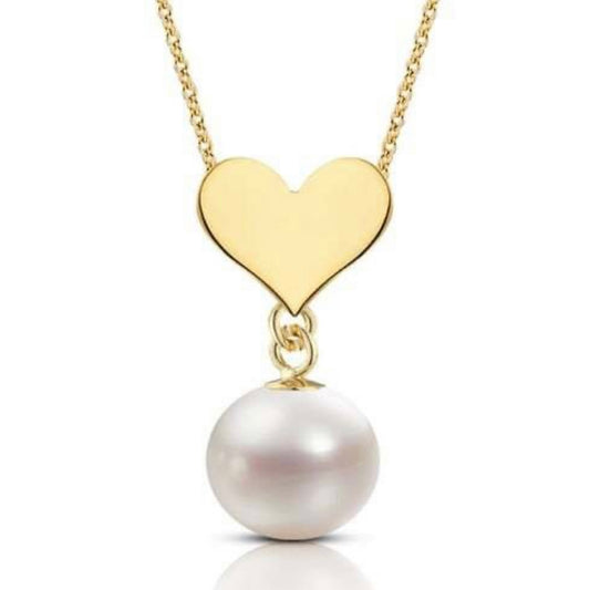 GOLD & PEARL NECKLACE - Heart Pearl