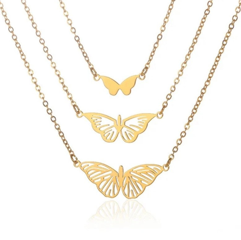 GOLD NECKLACE - 3 Butterfly Necklaces