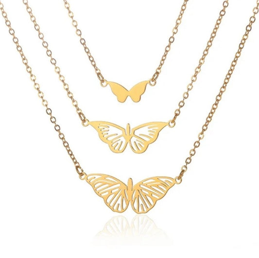 GOLD NECKLACE - 3 Butterfly Necklaces