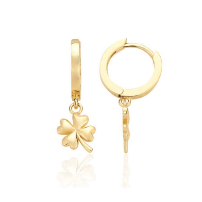 GOLD EARRING - Dangling Clover Hoop