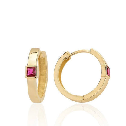 GOLD EARRING - Atom Stone Piece Hoop