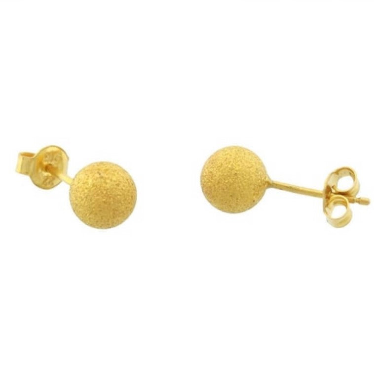 14K Gold Earring-Silvery Nail Ball Earring