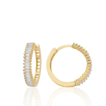 GODL EARRING - Half Round Baguette Stone Hoop