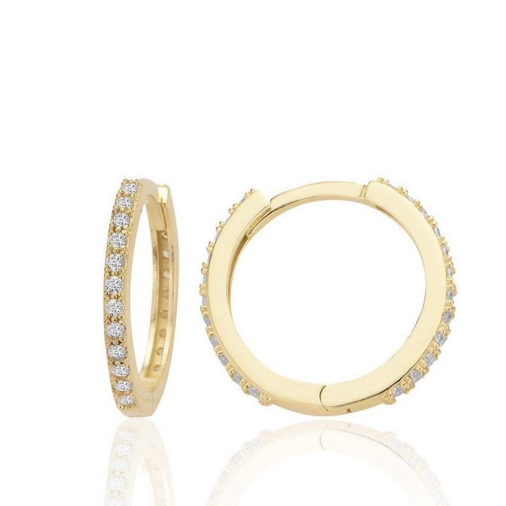 14K Gold Earring-Full Stone Hoop Earring