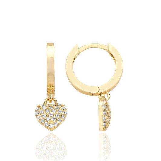 14K Gold Earring-Dangling Stone Heart Earring