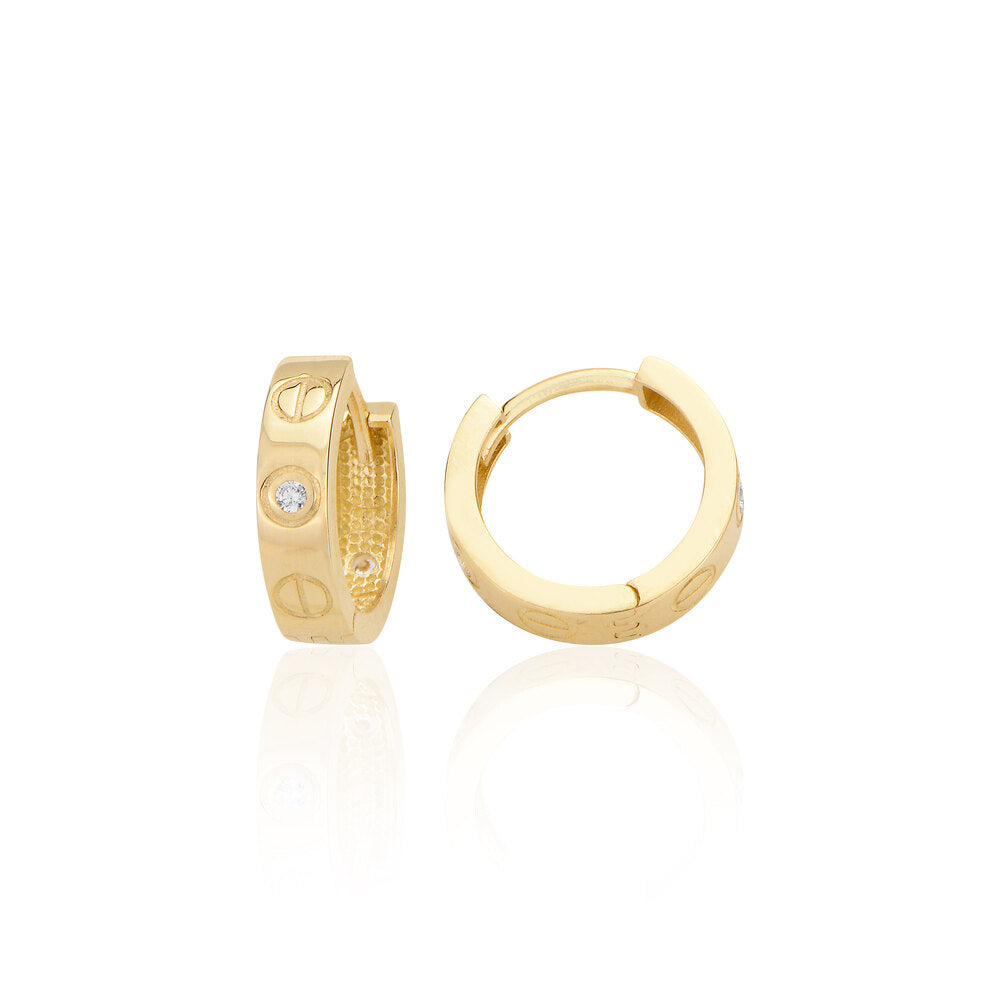 14K Gold Earring-Stone Cartier Hoop Earring