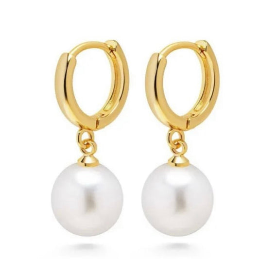 GOLD & PEARL EARRING - Pearl Hoop