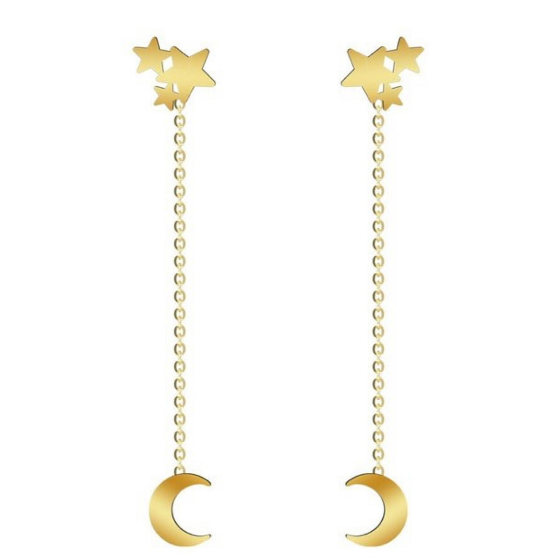 GOLD EARRING - Moon Stars Drop