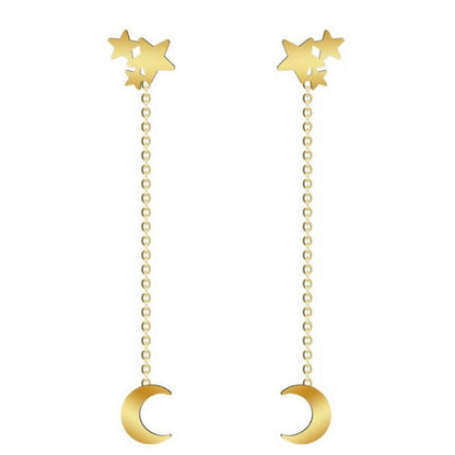 GOLD EARRING - Moon Stars Drop