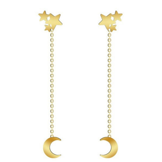 GOLD EARRING - Moon Stars Drop
