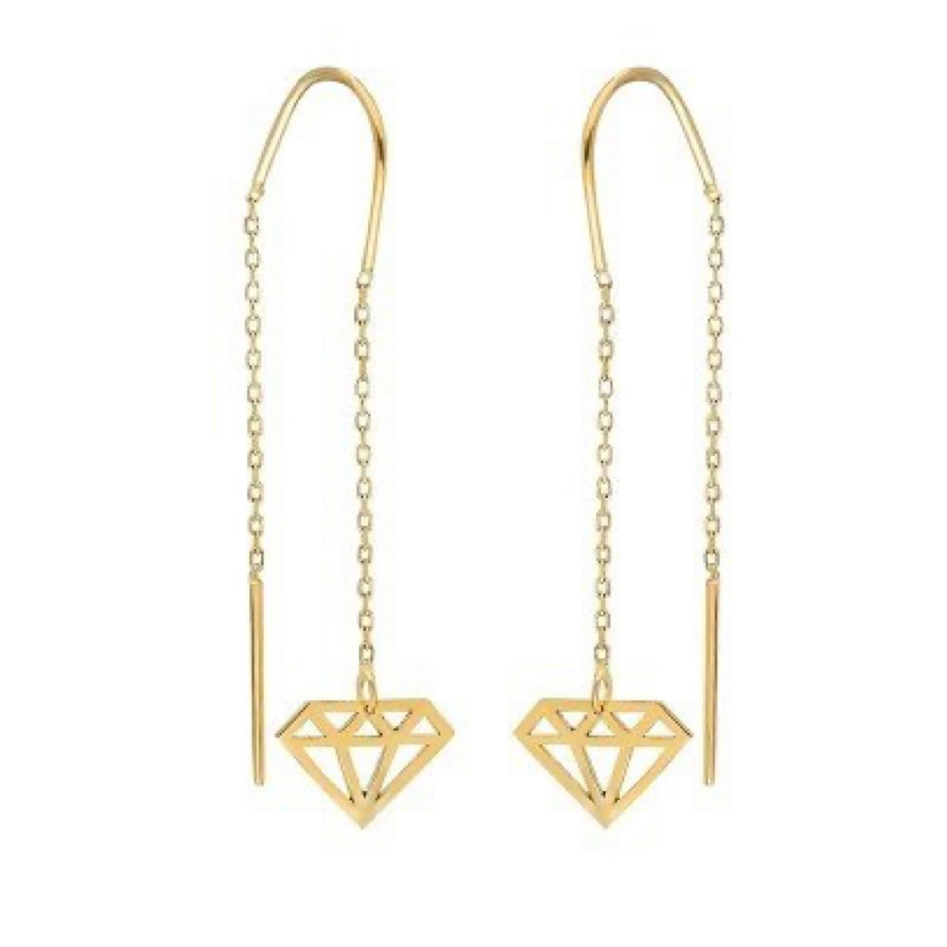 GOLD EARRING - Diamond Figure Drop