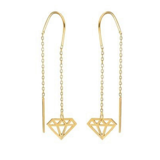 GOLD EARRING - Diamond Figure Drop