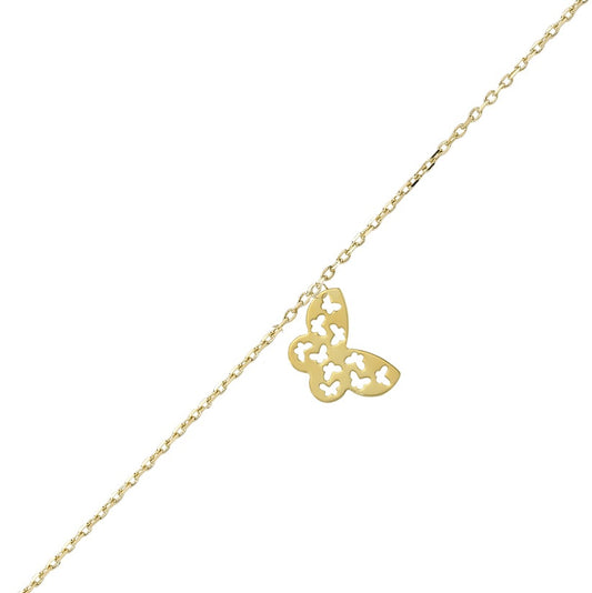 14K Gold Anklet-Gold Butterflies Anklet