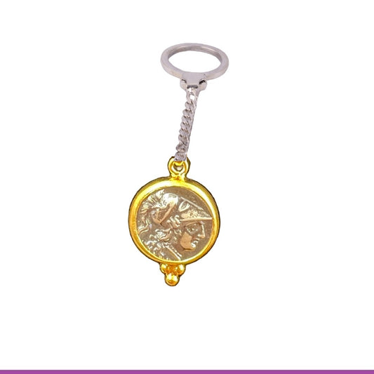 Silver Keyring-Gold Plated Silver Byzantine Coin Keychain