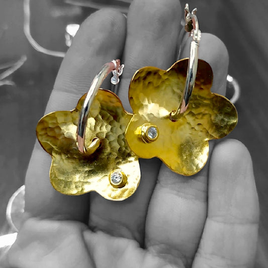 Gold Vermeil Earring - Daisy Hoop Earrings