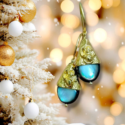 Gold Vermeil Earring - Harem Earrings Mother of Pearl