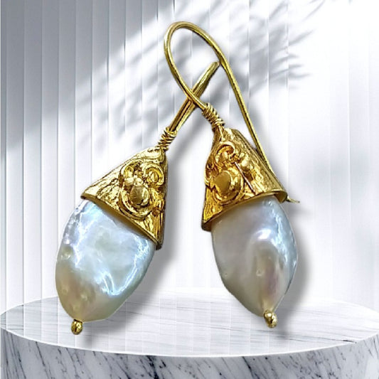 Gold Vermeil Earring - Harem Natural Pearl Earrings