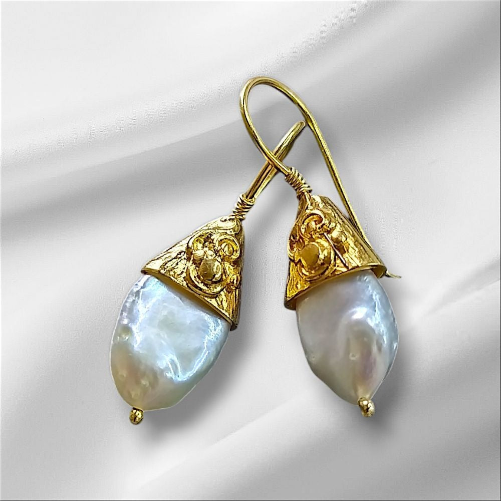 Gold Vermeil Earring - Harem Natural Pearl Earrings