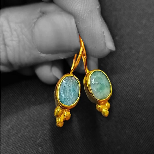 Gold Vermeil Earring - Emerald Root Earrings