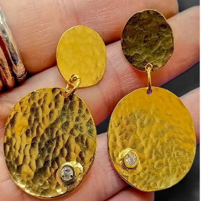 Gold Vermeil Earring - Greek Dance Tattoo Earrings