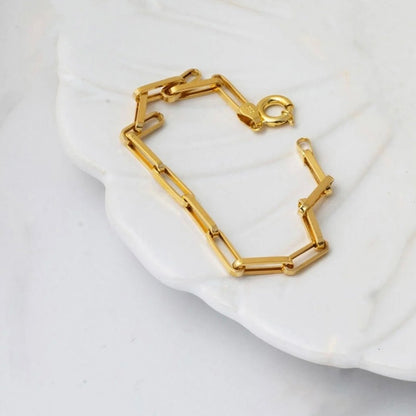 GOLD BRACELET - Hallow Paperclip Chain Bracelet 5,00 mm