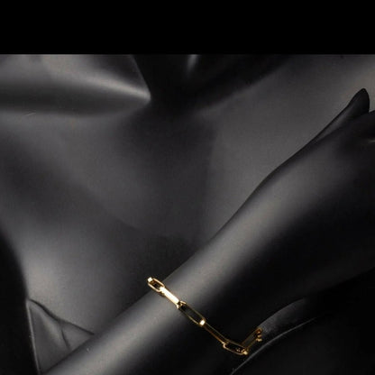 GOLD BRACELET - Hallow Paperclip Chain Bracelet 5,00 mm